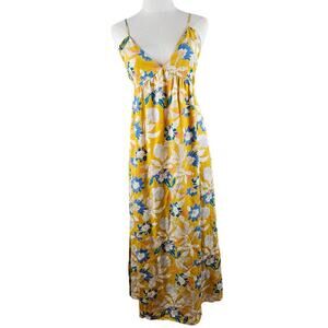 Patagonia Pataloha Yellow Maxi Floral Strappy Dress Resort Wear Size XS